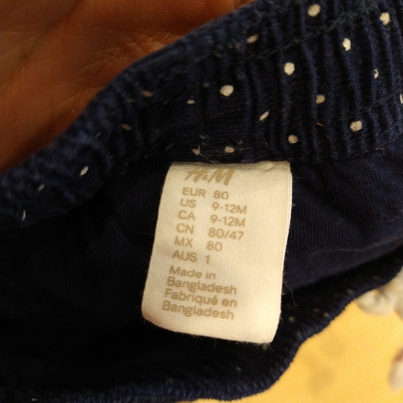 9-12m H&M naby corduroy white polkadot pants - Picture 3 of 5